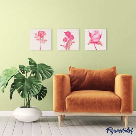 Mini Peinture par Numéro Figured'Art 20x20cm avec cadre Bouton de Rose - Petit Format