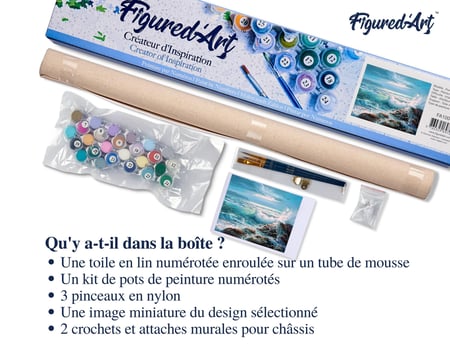 Peinture par Numéro Figured'Art - Les Vagues - Kit de Loisir Créatif DIY Numéro d'Art Complet - 40x50cm sans châssis en bois