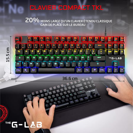Clavier gaming mécanique The G-Lab Mercury - TKL Switch - Compatible sur PC - PS4 - PS5 - Xbox One – Xbox Series X – Xbox Series S - Noir