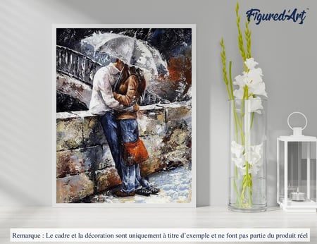 Peinture par Numéro Figured'Art - Couple sous la pluie - Kit de Loisir Créatif DIY Numéro d'Art Complet - 40x50cm sans châssis en bois