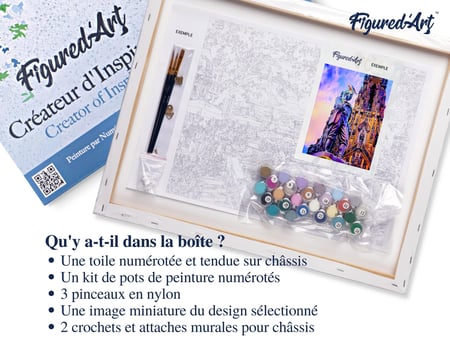 Peinture par Numéro Figured'Art avec Cadre - Statue Edinburgh - Kit de Loisir Créatif DIY Numéro d'Art Complet - 40x50cm toile tendue sur châssis