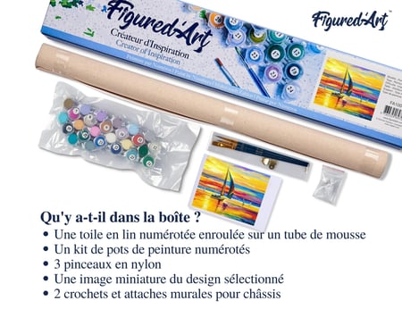 Peinture par Numéro Figured'Art - Bord de Mer et Lumières du coucher de Soleil - Kit de Loisir Créatif Numéro d'Art - 40x50cm sans châssis en bois