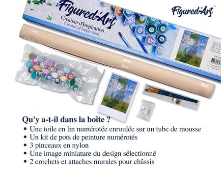 Peinture par Numéro Figured'Art - La Promenade - Monet - Kit de Loisir Créatif DIY Numéro d'Art Complet - 40x50cm sans châssis en bois