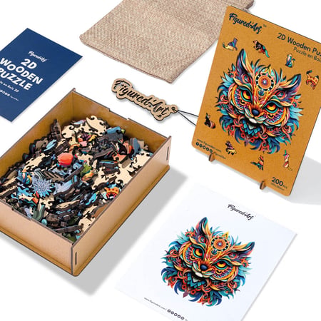 Puzzle En Bois 108 Pièces Forme De Chat - Dimensions 29.7x42 Cm, épaisseur 3 Mm, Boîte Cadeau En Bois - 3