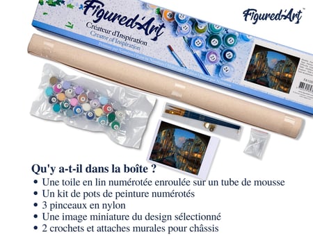 Peinture par Numéro Figured'Art - Visite du canal de Venise - Kit de Loisir Créatif DIY Numéro d'Art Complet - 40x50cm sans châssis en bois