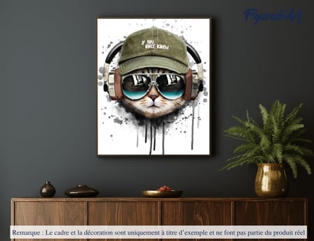 Peinture par Numéro Figured'Art - Chat reste cool - Kit de Loisir Créatif DIY Numéro d'Art Complet - 40x50cm sans châssis en bois