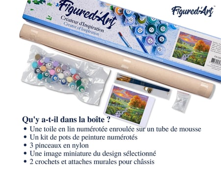 Peinture par Numéro Figured'Art - Prairie ensoleillée - Kit de Loisir Créatif DIY Numéro d'Art Complet - 40x50cm sans châssis en bois