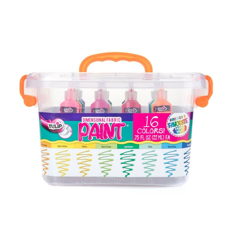 Kit de 16 tubes de 40 ml - Peinture textile 3D Tulip - Multicolore - Permanente.