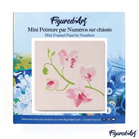 Mini Peinture par Numéro Figured'Art 20x20cm avec cadre Branche d'Orchidée - Petit Format
