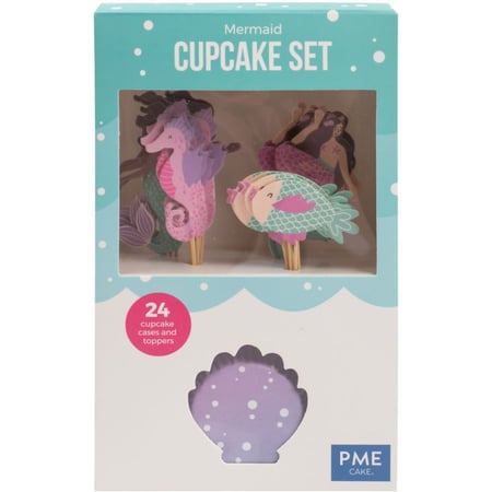 Kit 24 Caissettes et Déco Cupcakes - Sirène