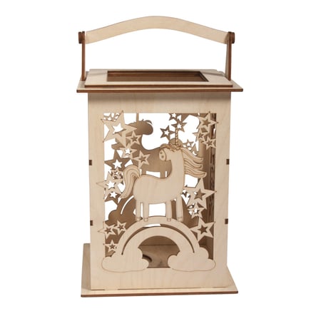 Lanterne en b.Licorne a.poig.,FSC MixCred, nature, 15,3x15,3x26,5cm,15 parties, boîte 1kit