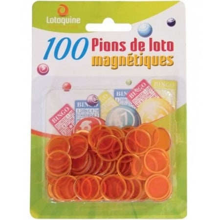 100 pions magnetiques orange - lotoquine - accessoire loto