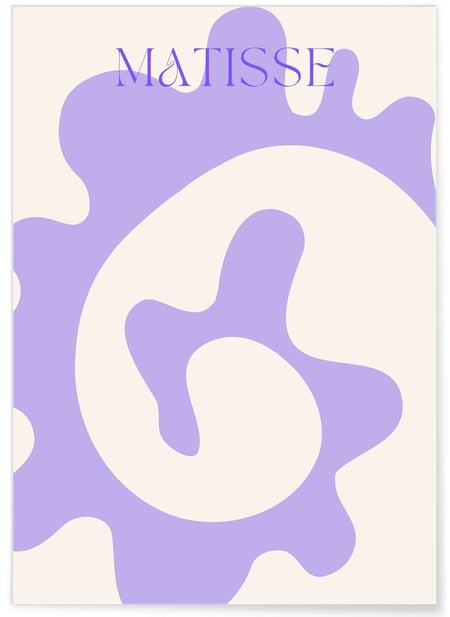 Affiche Matisse 'Motif Végétal' – Abstraction en lavande | A3 : 29,7x42cm