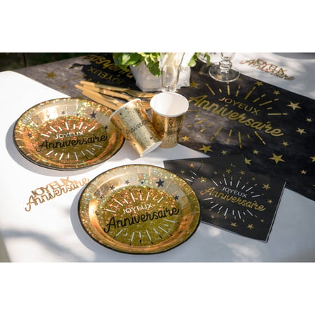 10 Gobelets Anniversaire Etincelant Or