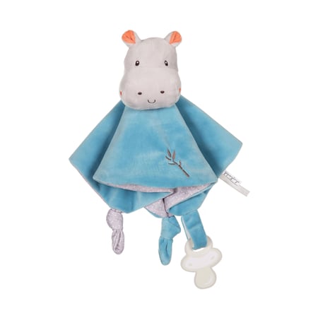 Carré Doudou Bebe Bamboo - Hippopotame - 24 cm s/carte