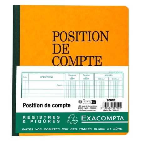Piqûre position de compte 21x19cm 80 pages - Couleurs assorties - x 5 - Exacompta