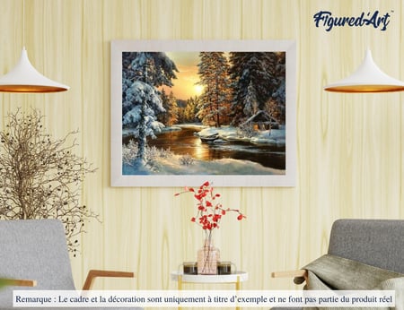 Peinture par Numéro Figured'Art - Coucher de Soleil en Forêt - Kit de Loisir Créatif DIY Numéro d'Art Complet - 40x50cm sans châssis en bois