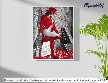 Peinture par Numéro Figured'Art - Femme sexy en Bottes de cuir rouge - Kit de Loisir Créatif DIY Numéro d'Art Complet - 40x50cm sans châssis en bois
