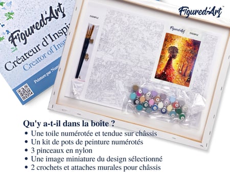 Peinture par Numéro Figured'Art avec Cadre - Forêt d'Automne et Femme au Parapluie - Loisir Créatif Numéro d'Art - 40x50cm toile tendue sur châssis