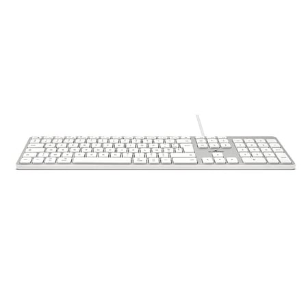 Clavier Français AZERTY Filaire pour Mac - Touches Concaves et Silencieuses, 13 Raccourcis Multimédia, Adaptateur USB/USB-C - Clavier AZERTY