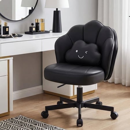 Chaise de bureau - COMHOMA - Similicuir PU noir - Chaise Pétale
