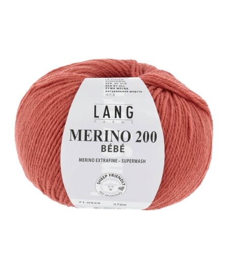 Pelote de laine à tricoter pour layette MERINO 200 BEBE - Lang Yarns 429 Orange