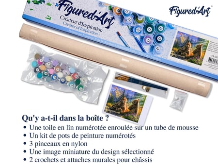 Peinture par Numéro Figured'Art - Couple d'ours - Kit de Loisir Créatif DIY Numéro d'Art Complet - 40x50cm sans châssis en bois