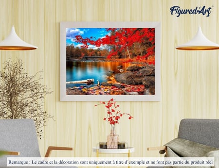 Peinture par Numéro Figured'Art - Rivière et Forêt d'Automne - Kit de Loisir Créatif DIY Numéro d'Art Complet - 40x50cm sans châssis en bois