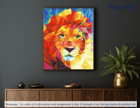 Peinture par Numéro Figured'Art - Grand Lion coloré - Kit de Loisir Créatif DIY Numéro d'Art Complet - 40x50cm sans châssis en bois