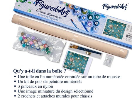 Peinture par Numéro Figured'Art - Fleurs et Oiseaux 2 - Kit de Loisir Créatif DIY Numéro d'Art Complet - 40x50cm sans châssis en bois