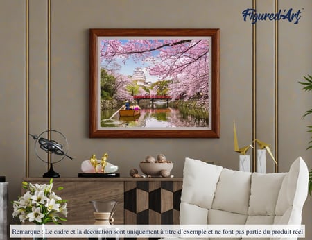 Peinture par Numéro Figured'Art - Fleurs de cerisiers au Japon - Kit de Loisir Créatif DIY Numéro d'Art Complet - 40x50cm sans châssis en bois