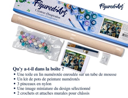 Peinture par Numéro Figured'Art - Bal du Moulin de la Galette Renoir - Kit de Loisir Créatif DIY Numéro d'Art Complet - 40x50cm sans châssis en bois