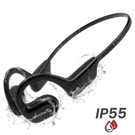 Casque à Conduction Osseuse, Bluetooth 5.1 EDR IP68 Étanche 5H Temps De Lecture 16 Go Double Écoute Sport Casque Bluetooth Pour La Natation(Gris Argent