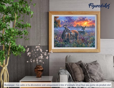 Peinture par Numéro Figured'Art - Couple de cerfs - Kit de Loisir Créatif DIY Numéro d'Art Complet - 40x50cm sans châssis en bois