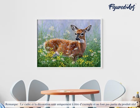 Peinture par Numéro Figured'Art - Biche dans la prairie - Kit de Loisir Créatif DIY Numéro d'Art Complet - 40x50cm sans châssis en bois