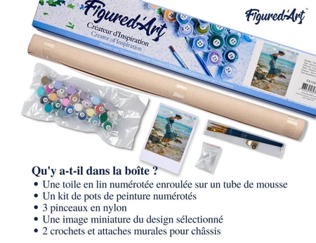 Peinture par Numéro Figured'Art - Les Pieds dans l'Eau - Kit de Loisir Créatif DIY Numéro d'Art Complet - 40x50cm sans châssis en bois