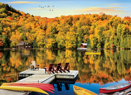 Puzzle 1000 pièces - Lakeside Cottage Quebec - Eurographics