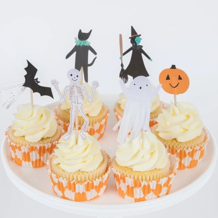 Blumomon Lot De 36 Décorations Pour Cupcakes D'Halloween – Citrouille Pailletée, Chat Noir, Araignée, Fruits Pour Décoration De Fête