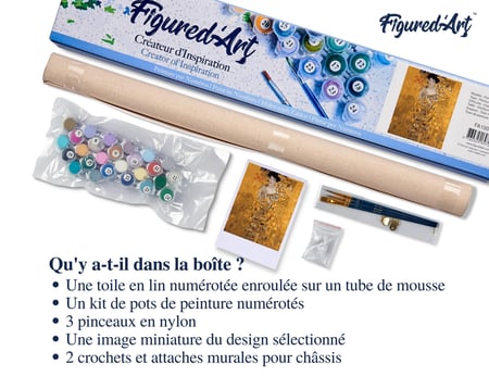 Peinture par Numéro Figured'Art - Madame Bauer Klimt - Kit de Loisir Créatif DIY Numéro d'Art Complet - 40x50cm sans châssis en bois