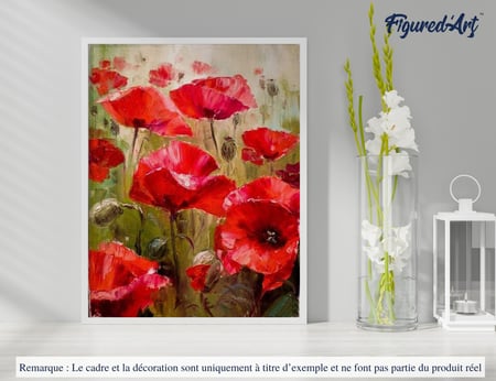 Peinture par Numéro Figured'Art - Champ de Coquelicots - Kit de Loisir Créatif DIY Numéro d'Art Complet - 40x50cm sans châssis en bois