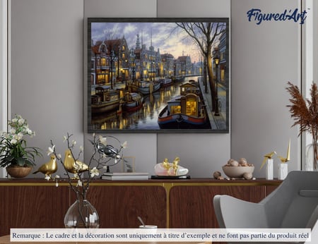 Peinture par Numéro Figured'Art - Vie sur le canal - Kit de Loisir Créatif DIY Numéro d'Art Complet - 40x50cm sans châssis en bois