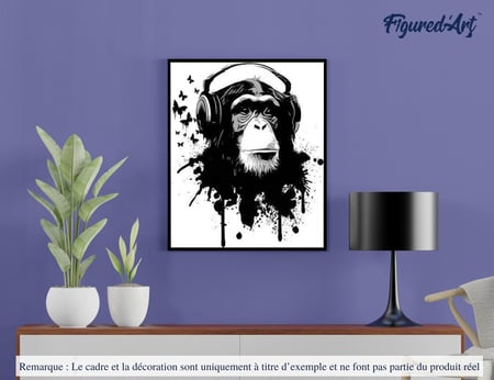 Peinture par Numéro Figured'Art - Gorilla et Casque - Kit de Loisir Créatif DIY Numéro d'Art Complet - 40x50cm sans châssis en bois