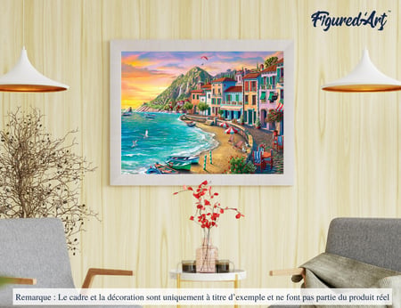 Peinture par Numéro Figured'Art - Vacances à la plage - Kit de Loisir Créatif DIY Numéro d'Art Complet - 40x50cm sans châssis en bois