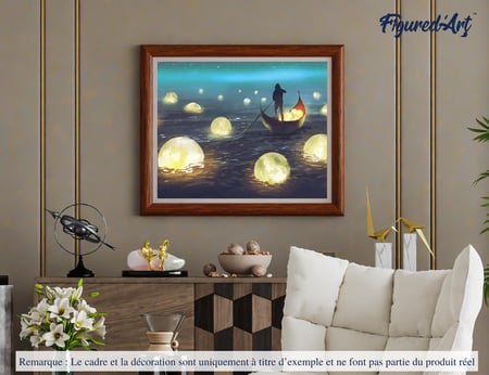 Peinture par Numéro Figured'Art - Lumières sur le Lac - Kit de Loisir Créatif DIY Numéro d'Art Complet - 40x50cm sans châssis en bois