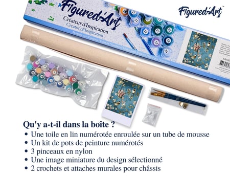 Peinture par Numéro Figured'Art - Fleurs et Oiseaux - Kit de Loisir Créatif DIY Numéro d'Art Complet - 40x50cm sans châssis en bois