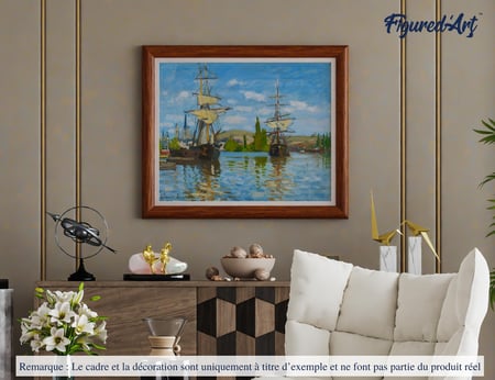 Peinture par Numéro Figured'Art avec Cadre - Bateaux Navigant sur la Seine à Rouen - Monet - Numéro d'Art - 40x50cm toile tendue sur châssis