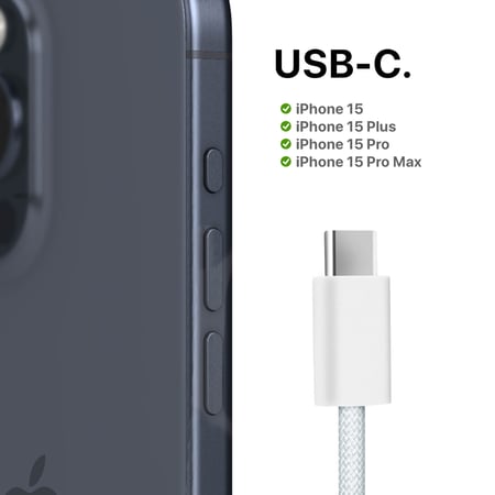 Câble De Charge Iphone 15 Usb C Vers Usb C 60w, Câble De Charge