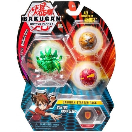Bakugan battle planet - pack de demarrage ventus krakelios : 3 boules - spin master 20108794