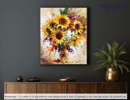 Peinture par Numéro Figured'Art - Jolis Tournesols - Kit de Loisir Créatif DIY Numéro d'Art Complet - 40x50cm sans châssis en bois