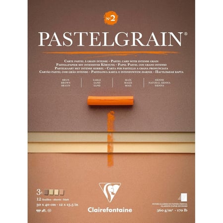 Bloc - Pour pastel - Grain intense - 30x40cm - 360g - 4 teintes - Clairefontaine - Pastelgrain n°2